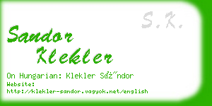 sandor klekler business card